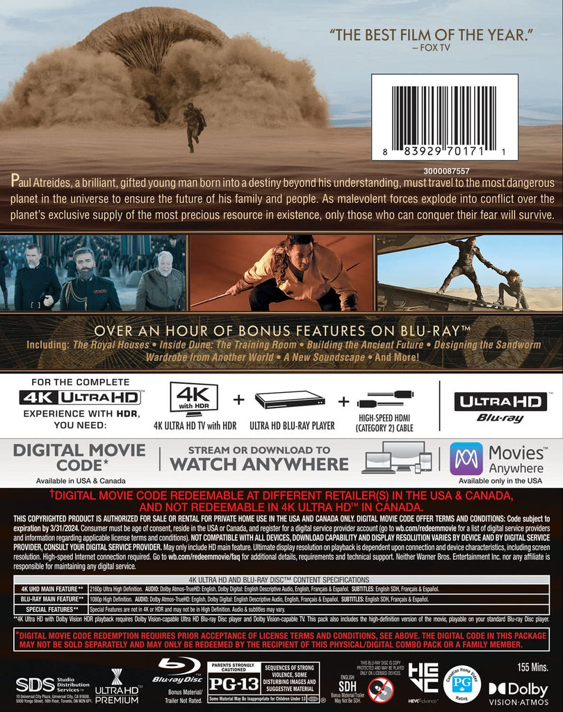 Dune (4k Ultra HD + Blu-Ray + Digital)